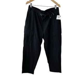 American Eagle Black Cargo Pants High Waisted Belted Utility Trousers L NWT